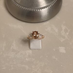 Gold CZ and Champagne Topaz Ring Size 10